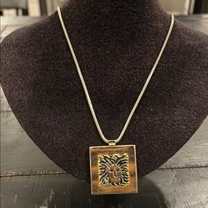 Vintage Anne Klein for Accessocraft Lion Logo Pendant Long Necklace Signed​